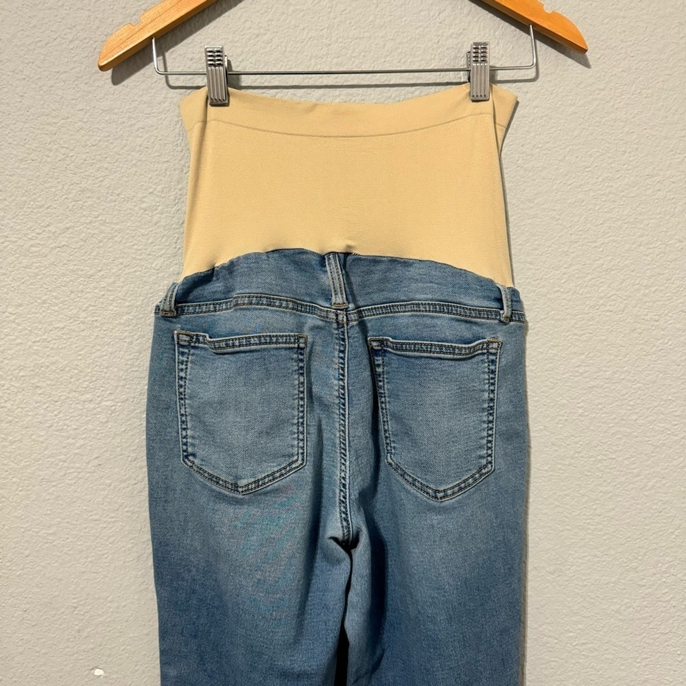 Maternity Pregnancy Blue Washout Soft Denim Skinny Pants Size M Mom to Be - Picture 5 of 10